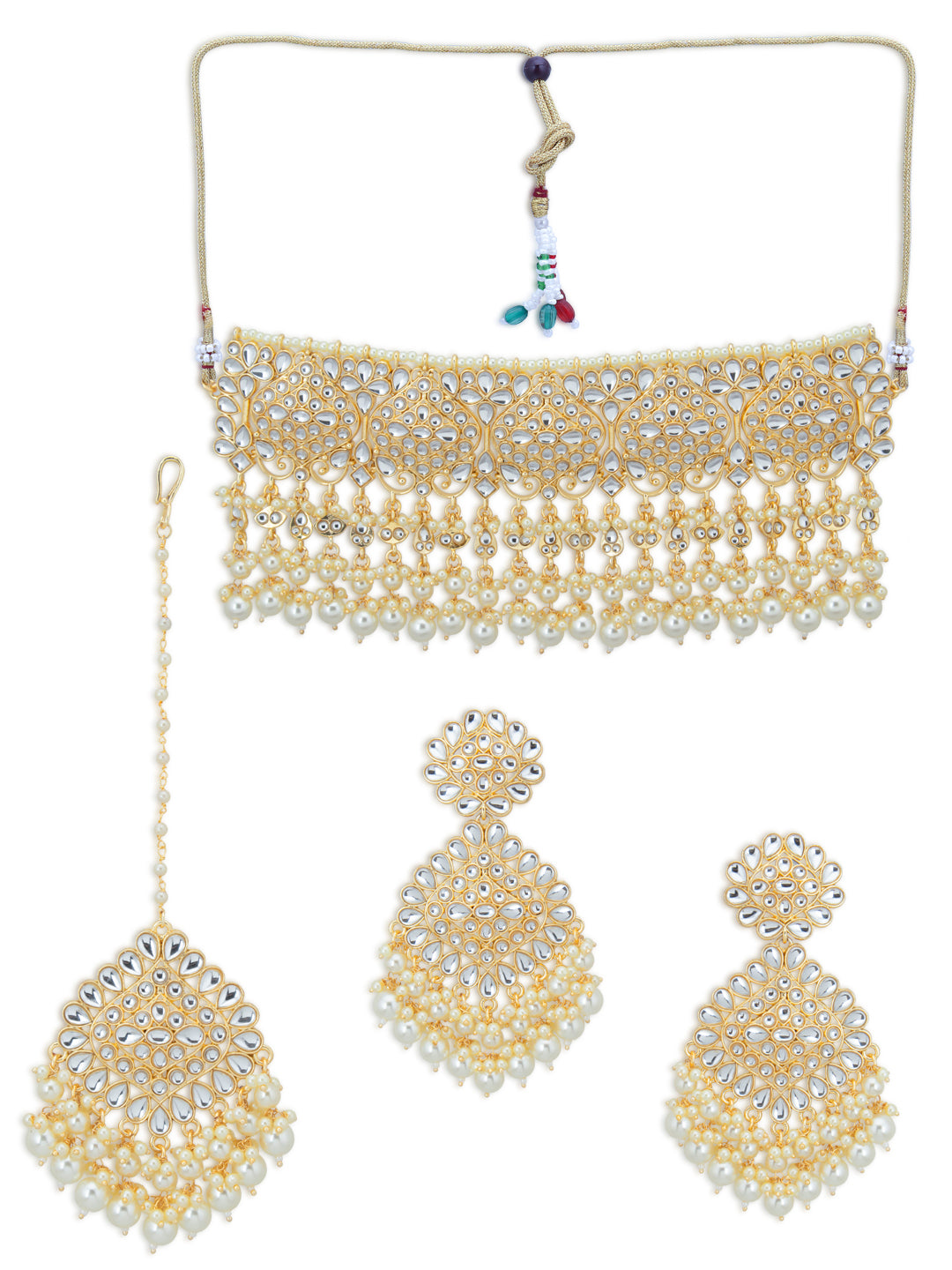 Sukkhi Incredible Pearl Gold Plated Kundan Choker Necklace Set for Women