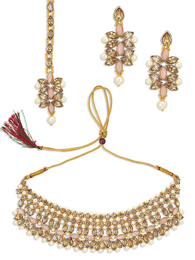 Sukkhi Exclusive LCT Gold Plated Pearl Choker Necklace Set for Women