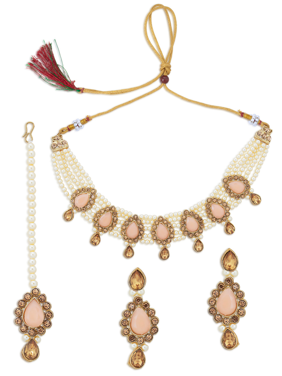 Sukkhi Lavish LCT Gold Plated Pearl Choker Necklace Set for Women