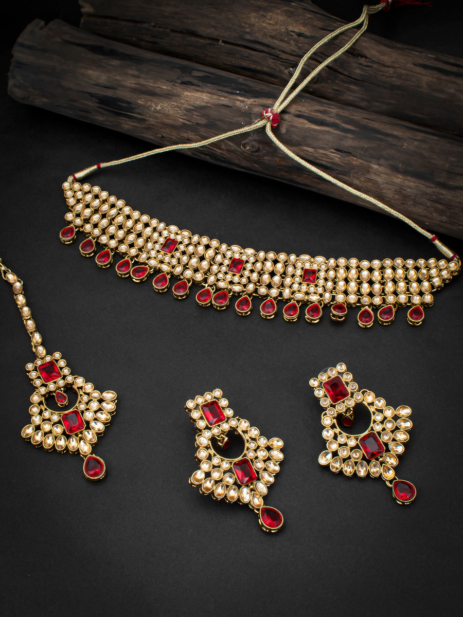 Sukkhi Fancy LCT Gold Plated Choker Necklace Set for Women