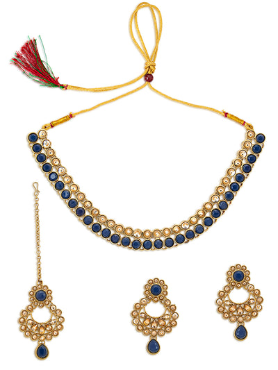Sukkhi Gleaming LCT Gold Plated Choker Necklace Set for Women