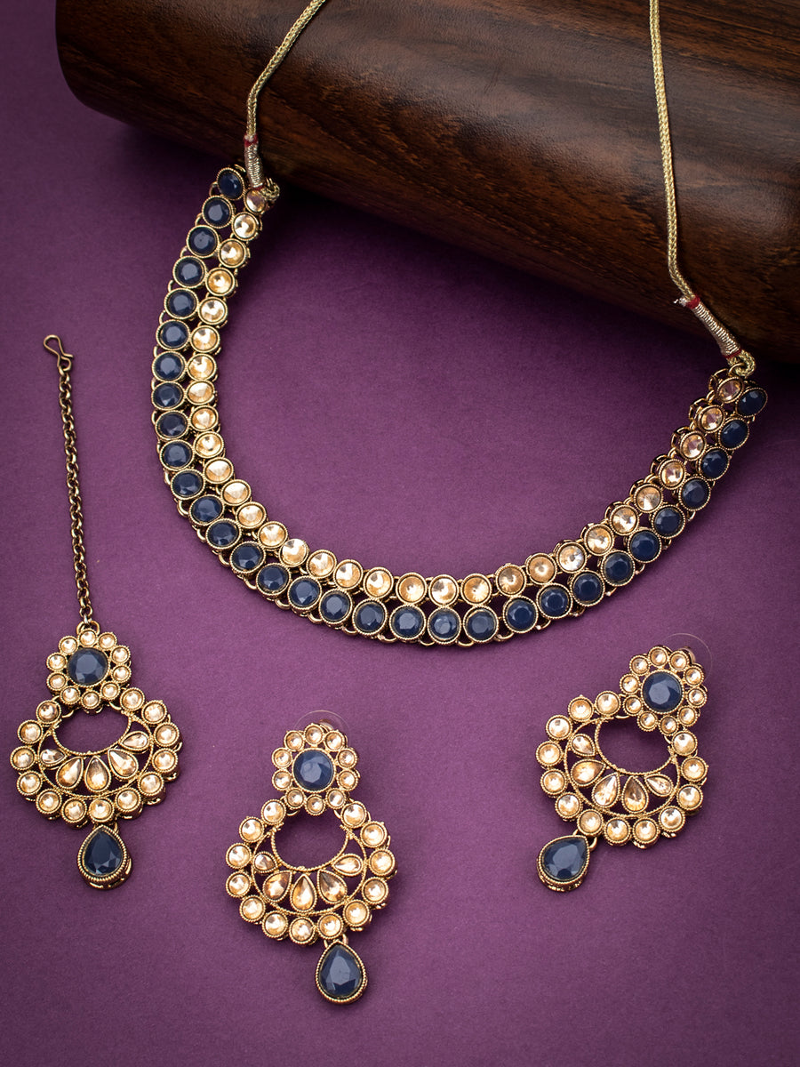 Sukkhi Gleaming LCT Gold Plated Choker Necklace Set for Women