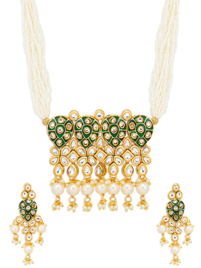 Sukkhi Amazing Pearl Gold Plated Kundan Meenakari Necklace Set for Women