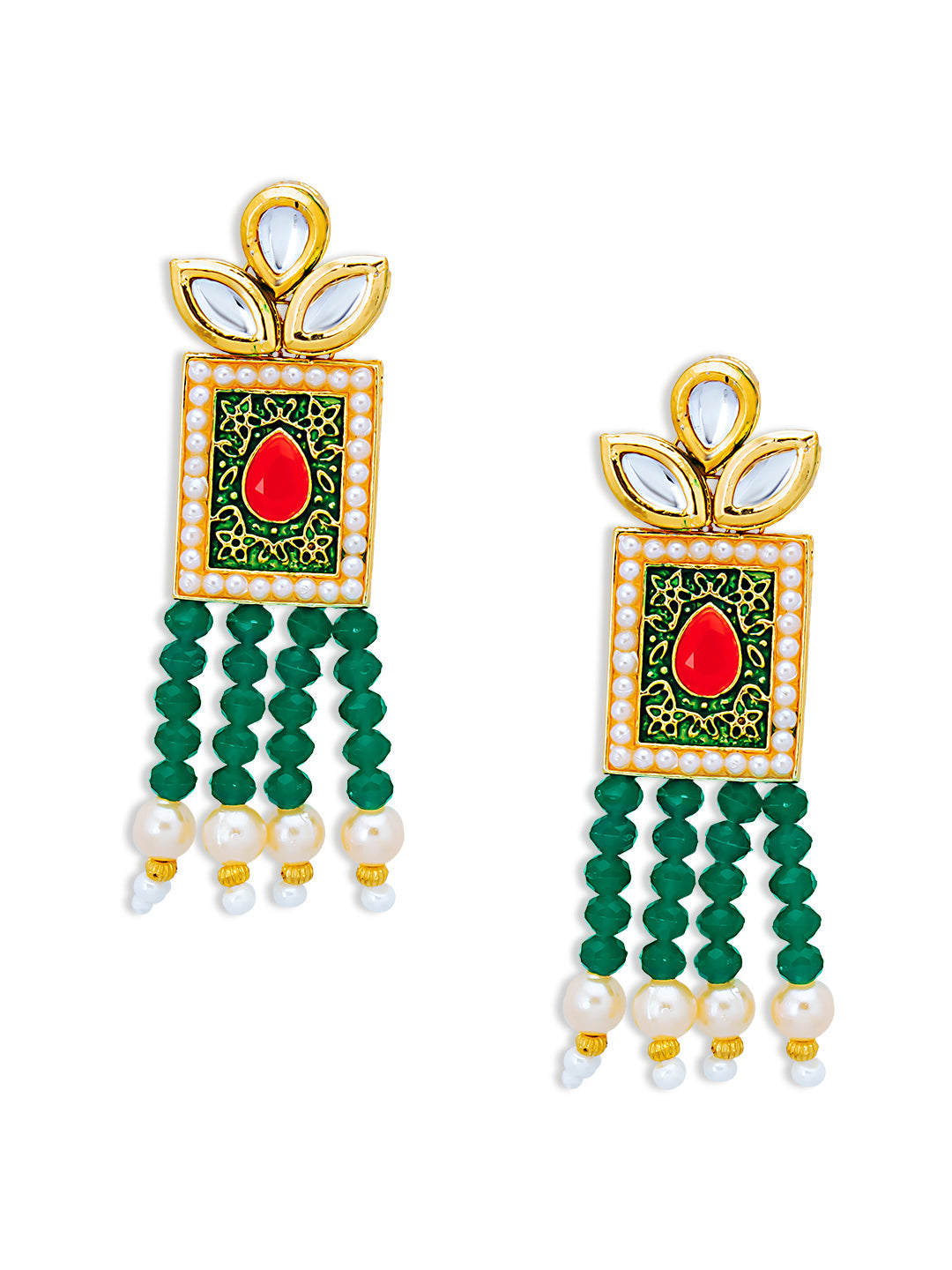 Sukkhi Lovely Pearl Gold Plated Kundan Meenakari Choker Necklace Set for Women (SKR74672)