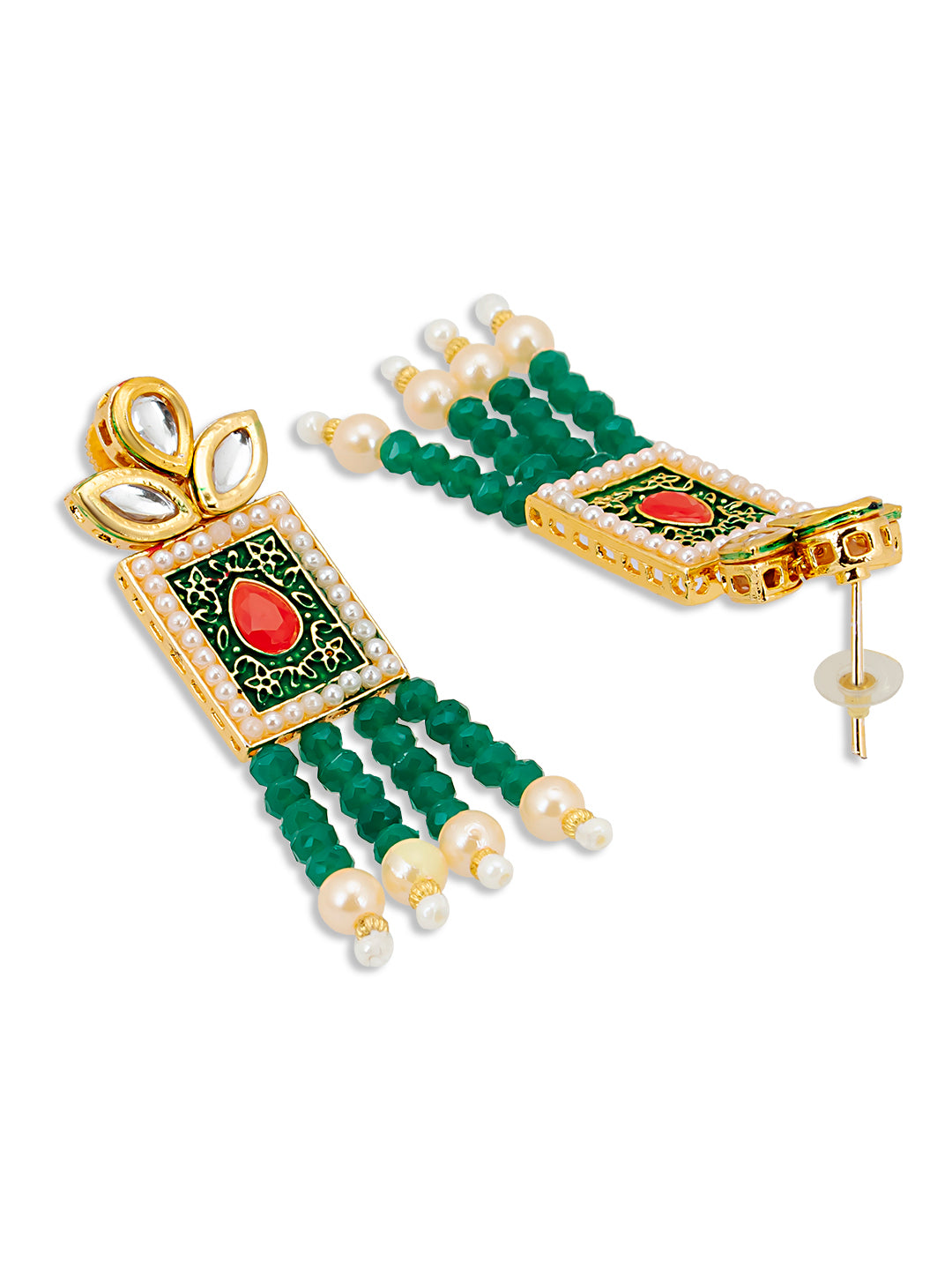 Sukkhi Lovely Pearl Gold Plated Kundan Meenakari Choker Necklace Set for Women (SKR74672)