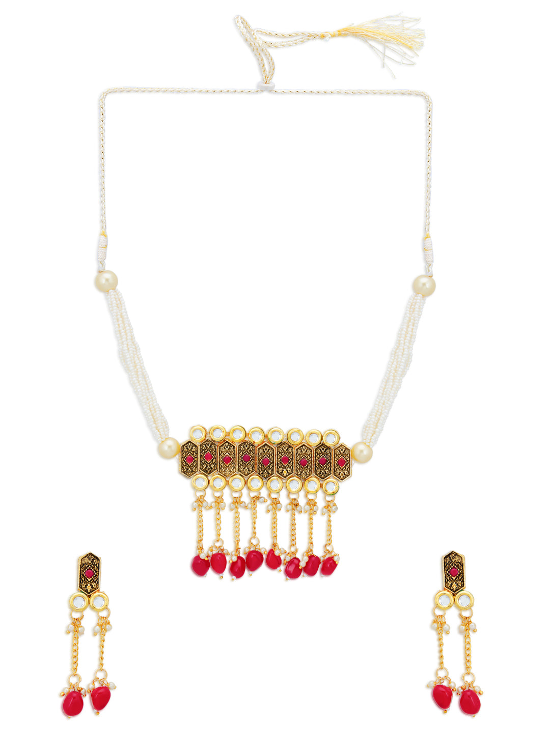 Sukkhi Brilliant Pearl Gold Plated Kundan Choker Necklace Set for Women