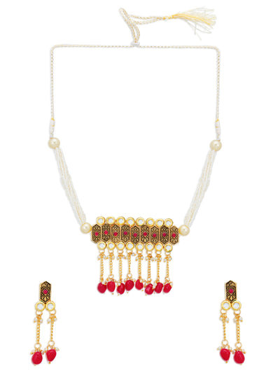 Sukkhi Brilliant Pearl Gold Plated Kundan Choker Necklace Set for Women