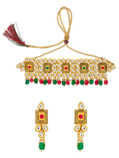 Sukkhi Attractive Gold Plated Kundan Choker Necklace Set for Women (SKR74675)