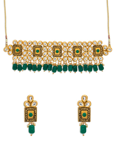 Sukkhi Classic Gold Plated Kundan Choker Necklace Set for Women (SKR74676)