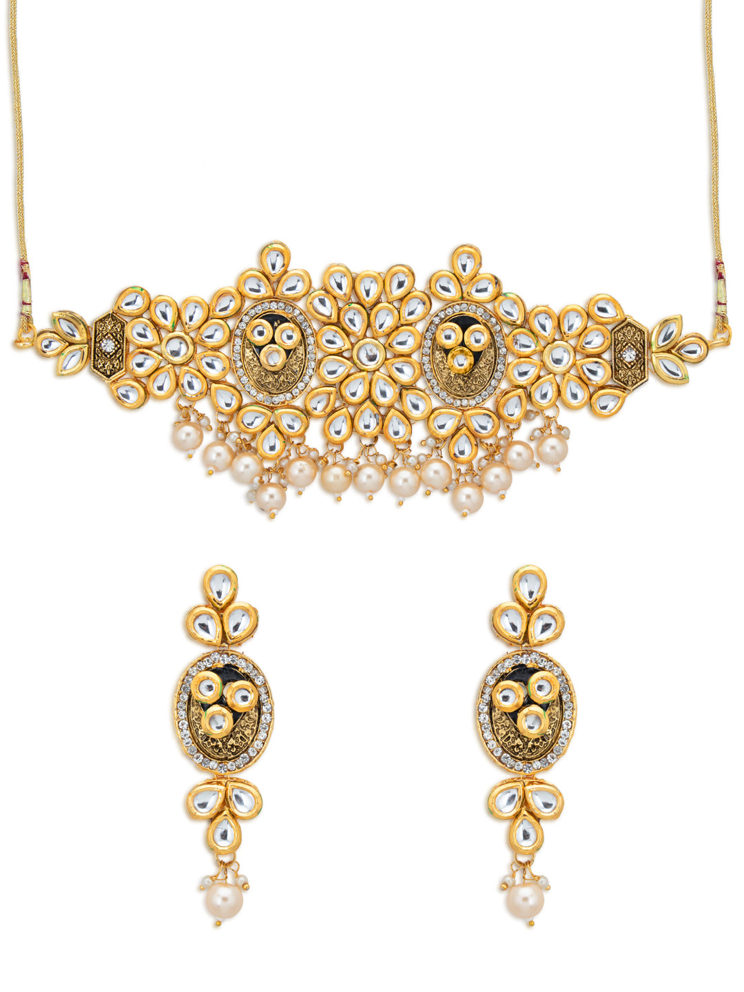 Sukkhi Glossy Pearl Gold Plated Kundan Choker Necklace for Women