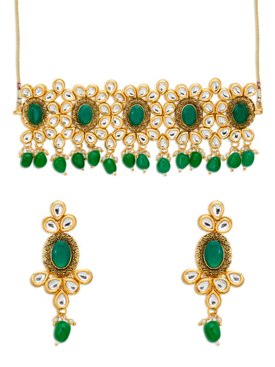 Sukkhi Fancy Gold Plated Kundan Choker Necklace Set for Women