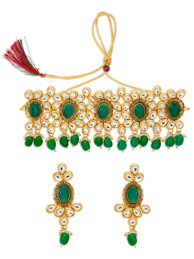 Sukkhi Fancy Gold Plated Kundan Choker Necklace Set for Women