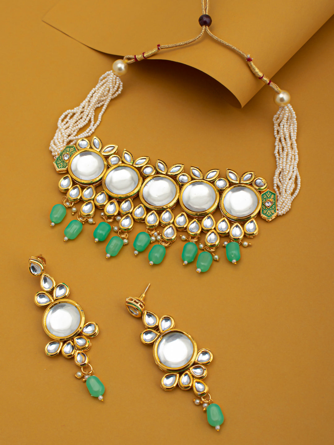 Sukkhi Glitzy Gold Plated Kundan Choker Necklace Set for Women