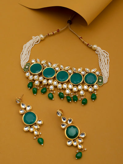Sukkhi Elegant Gold Plated Kundan Choker Necklace Set for Women (SKR74683)