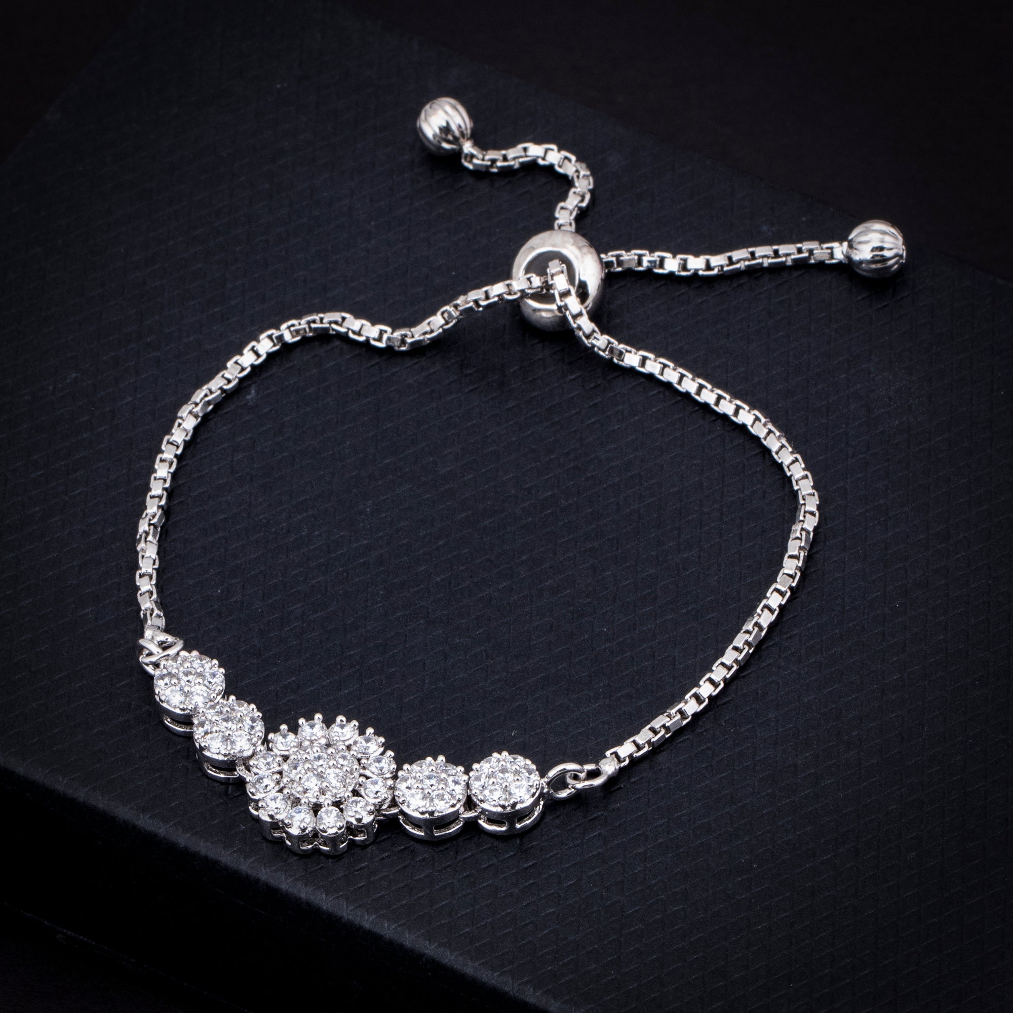 Sukkhi Enchanting Silver CZ Stone Rhodium Plated Party Wear Bracelet f -  Sukkhi.com