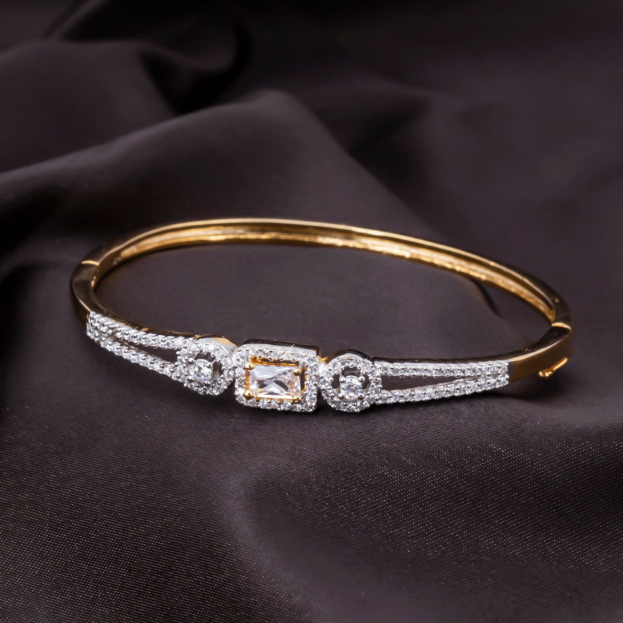 Sukkhi Gleaming CZ Gold Plated Kada For Women