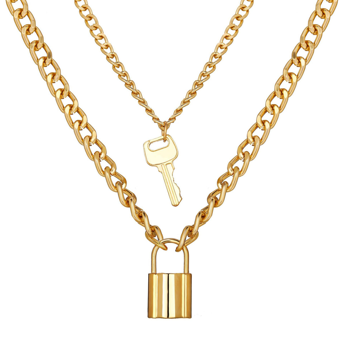 Scintillare by Sukkhi Spectacular Multi Layered Gold Plated Lock and Key Necklace for Women