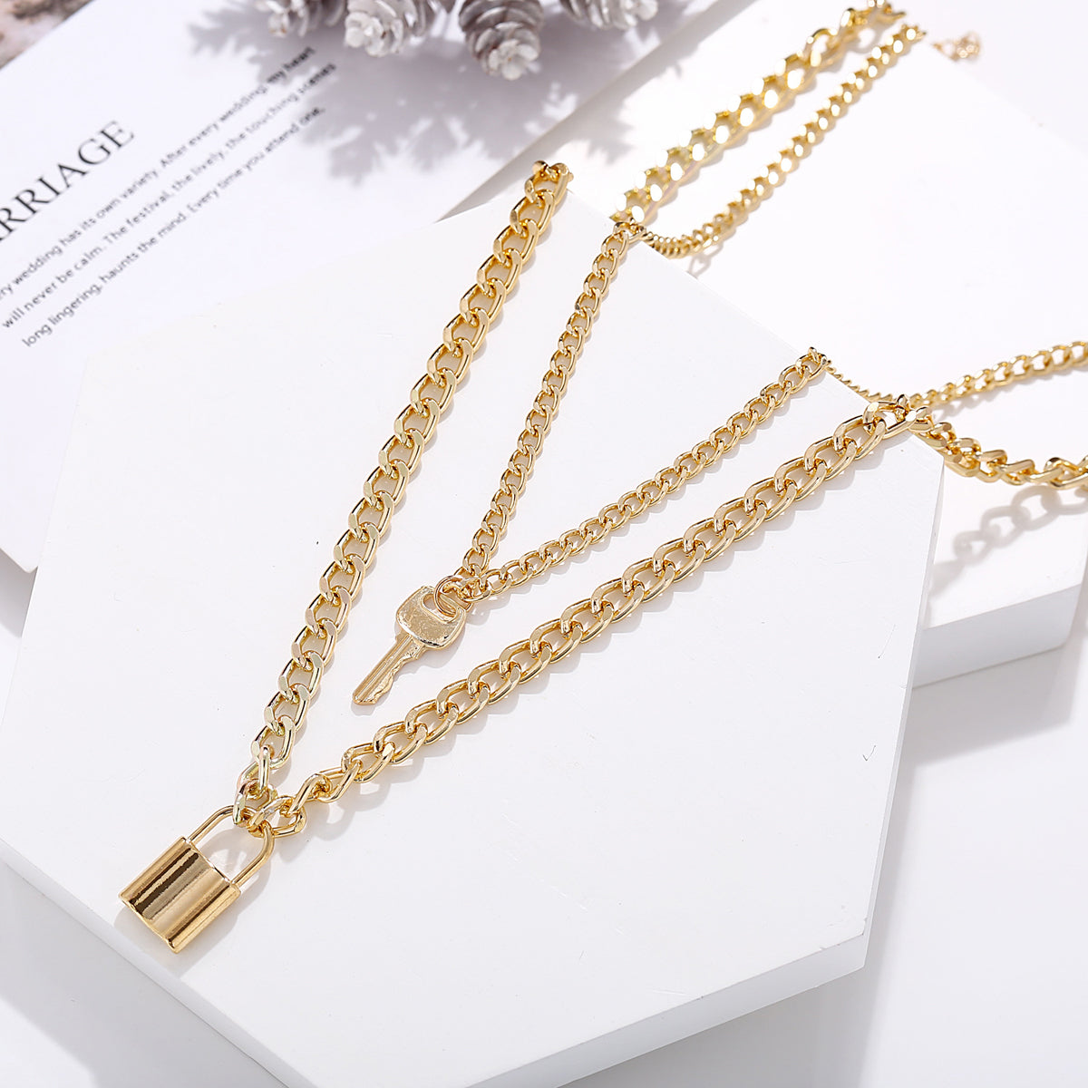 Scintillare by Sukkhi Spectacular Multi Layered Gold Plated Lock and Key Necklace for Women