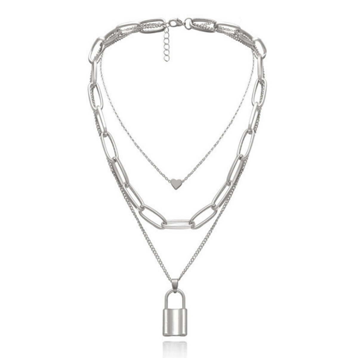 Scintillare by Sukkhi Adorable Rhodium Plated Multi Layered Heart Lock Necklace for Women