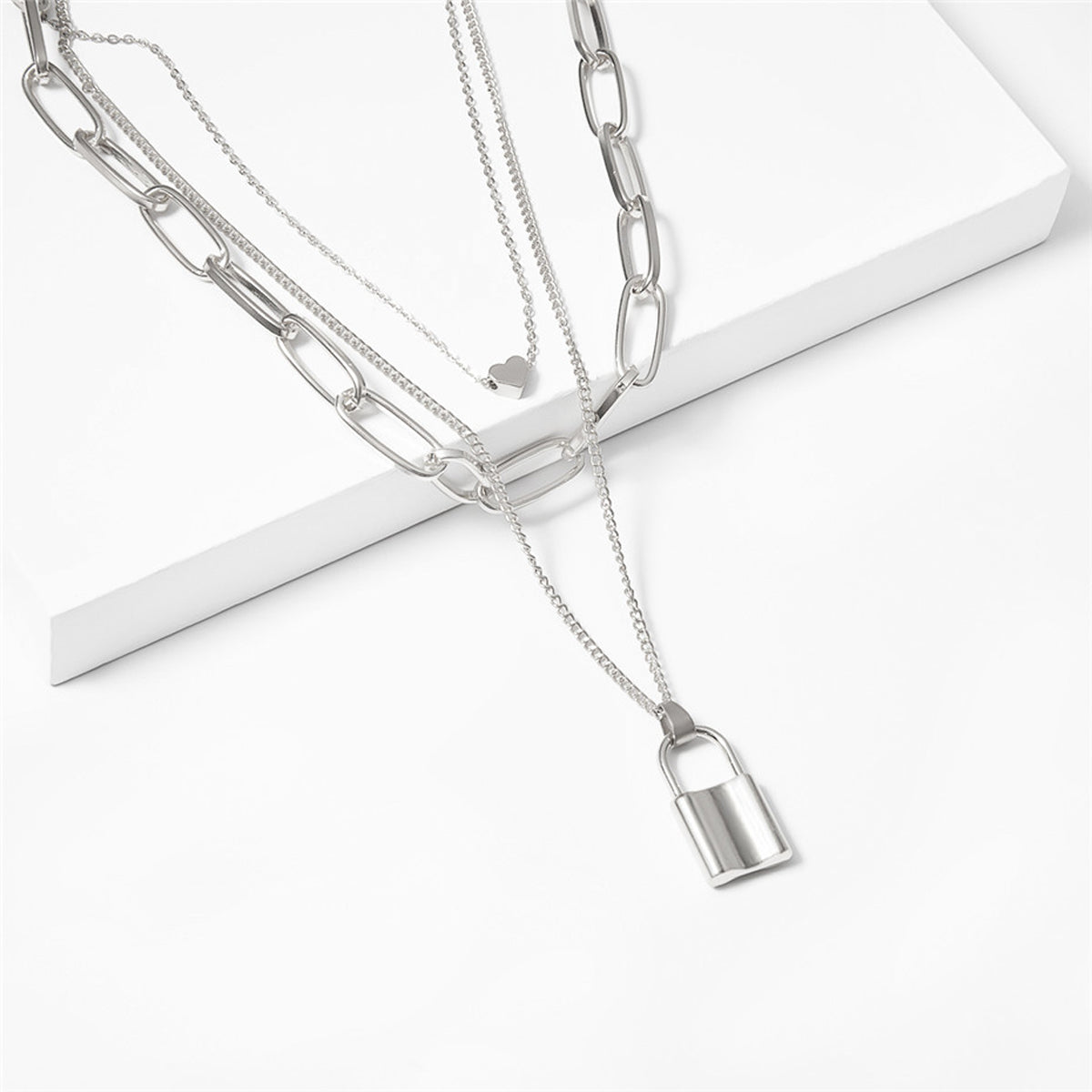 Scintillare by Sukkhi Adorable Rhodium Plated Multi Layered Heart Lock Necklace for Women