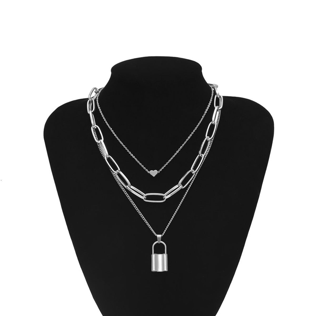 Scintillare by Sukkhi Adorable Rhodium Plated Multi Layered Heart Lock Necklace for Women