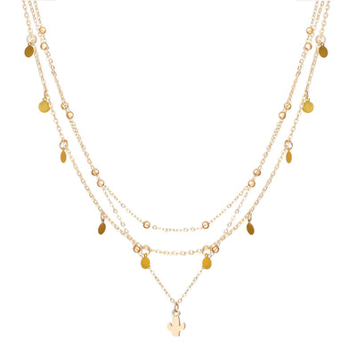 Scintillare by Sukkhi Shimmering Gold Plated Cross Multi Layered Necklace for Women