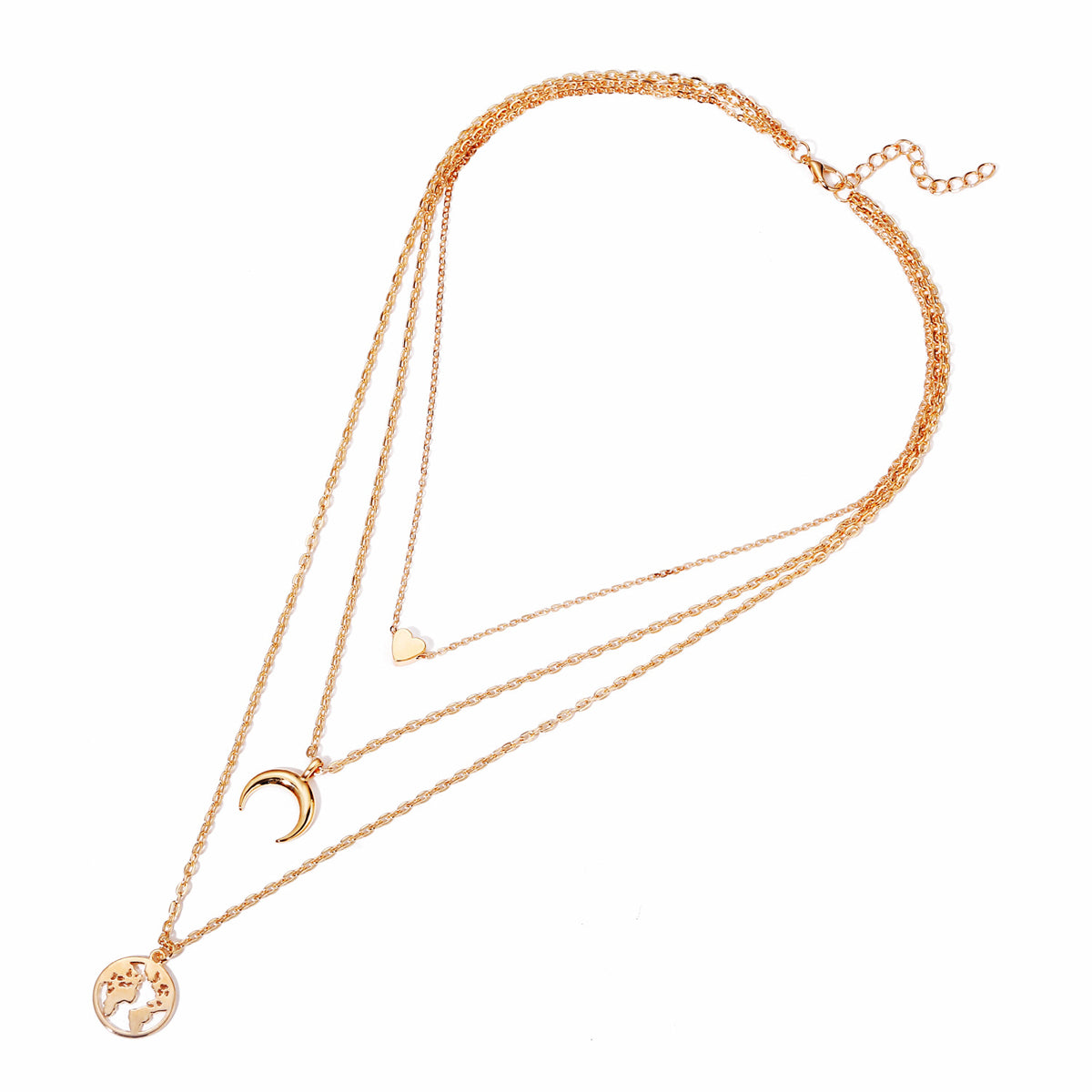 Scintillare by Sukkhi Trendy Gold Plated Tripal Layered Moon Heart Necklace for Women