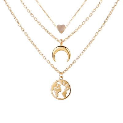 Scintillare by Sukkhi Trendy Gold Plated Tripal Layered Moon Heart Necklace for Women