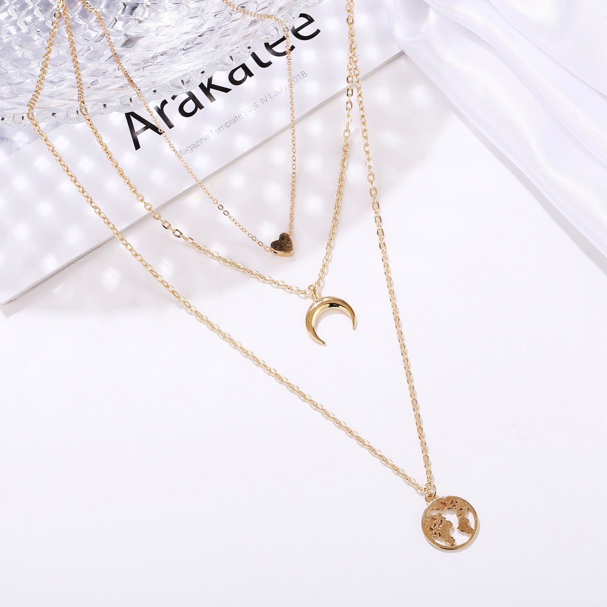 Scintillare by Sukkhi Trendy Gold Plated Tripal Layered Moon Heart Necklace for Women