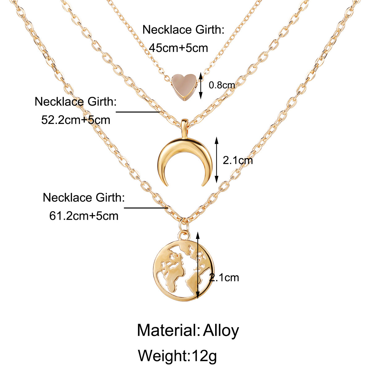 Scintillare by Sukkhi Trendy Gold Plated Tripal Layered Moon Heart Necklace for Women