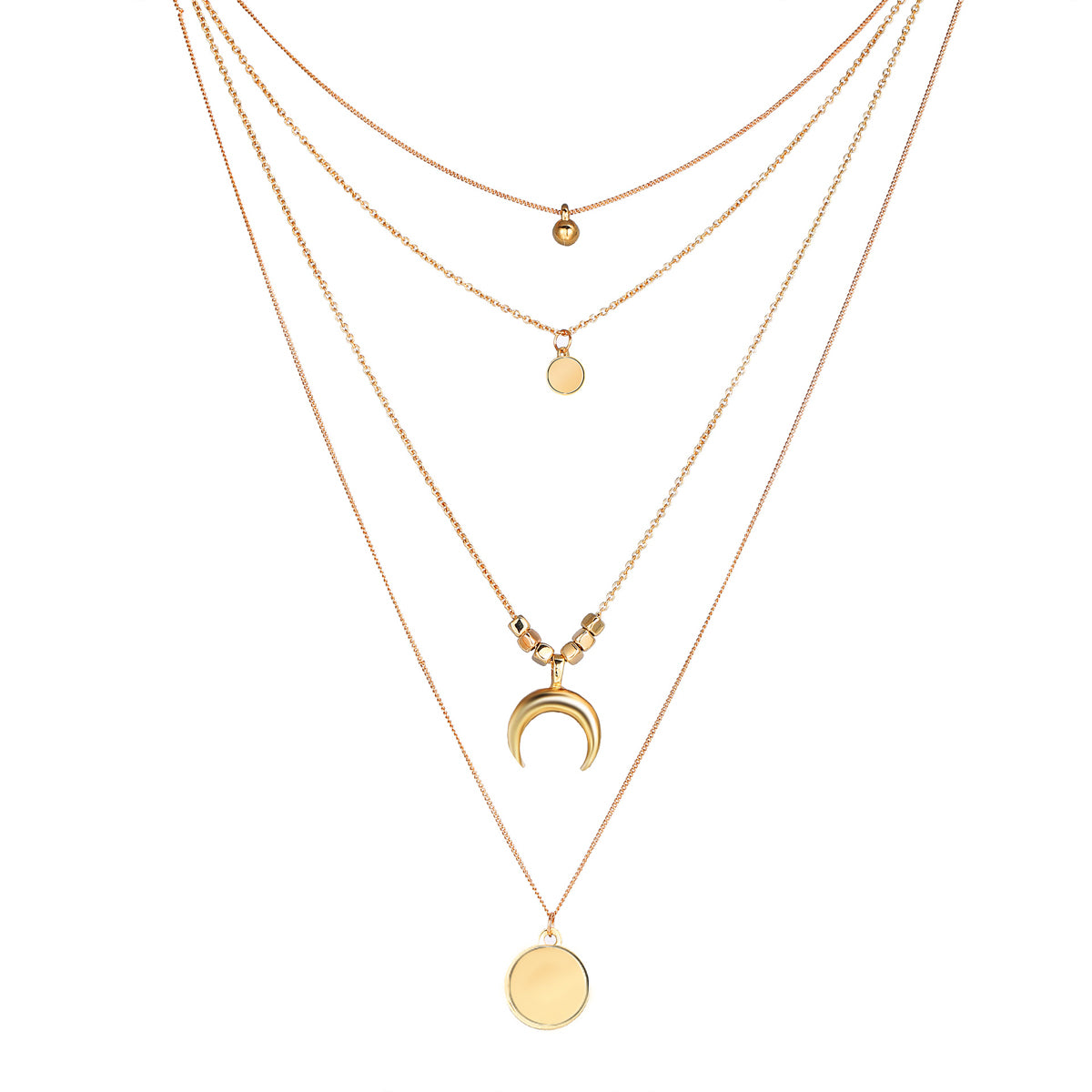 Scintillare by Sukkhi Gold Plated Delicate Moon Multi Layered Necklace for Women