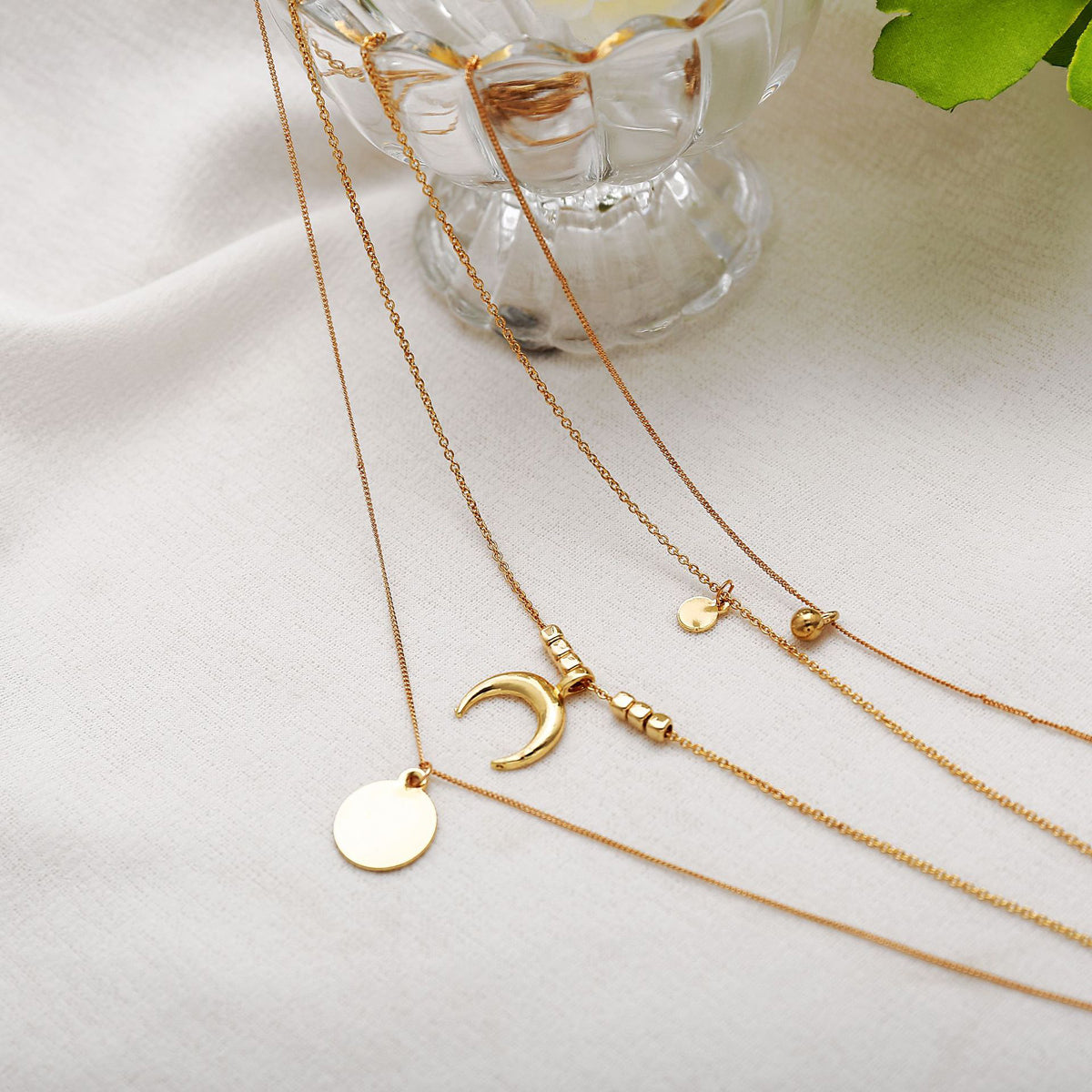 Scintillare by Sukkhi Gold Plated Delicate Moon Multi Layered Necklace for Women