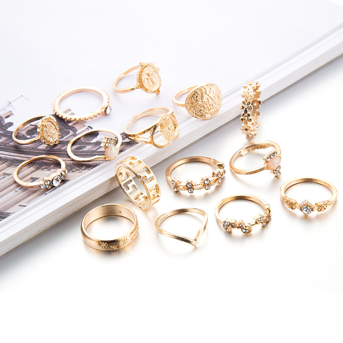 Scintillare by Sukkhi Glossy Gold Plated Rings Combo for Women