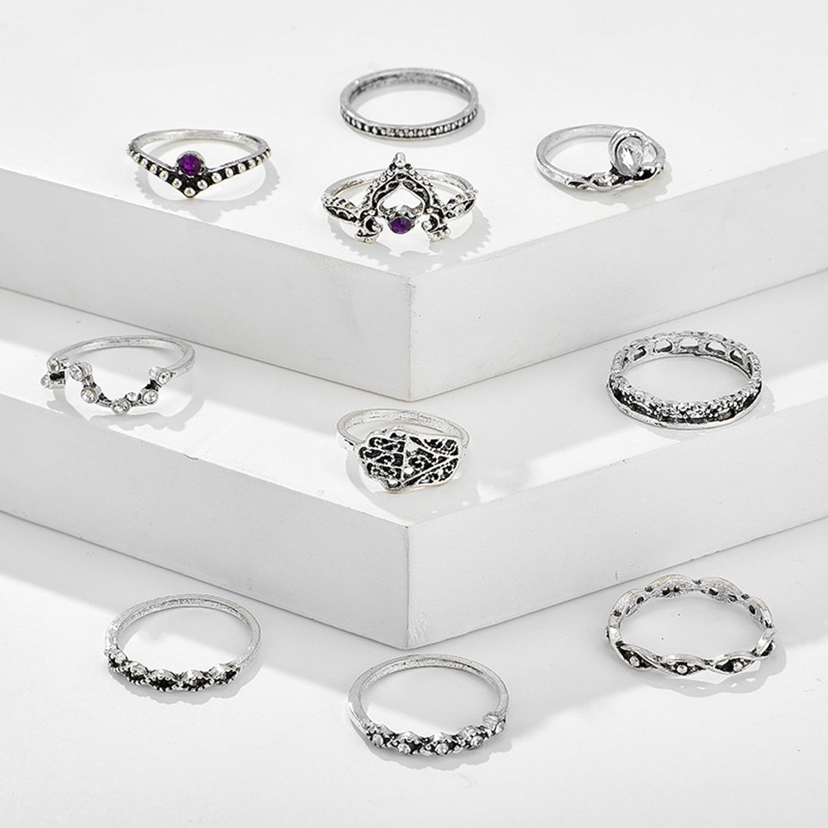 Scintillare by Sukkhi Graceful Oxidised Rings Combo for Women