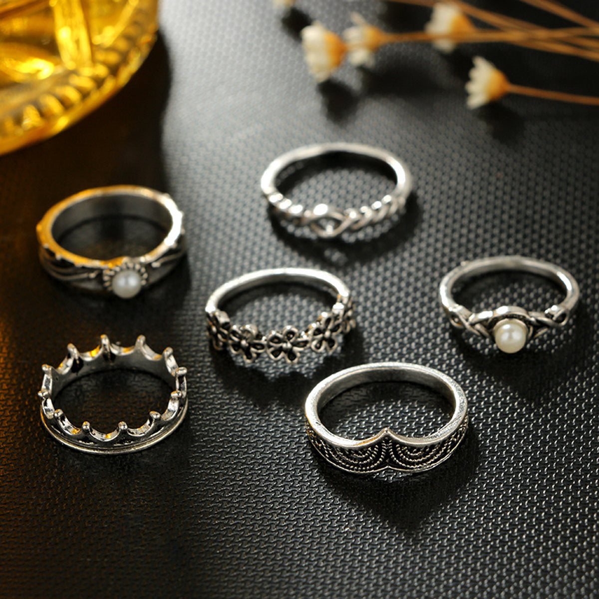 Scintillare by Sukkhi Fashionable Oxidised Rings Combo for Women