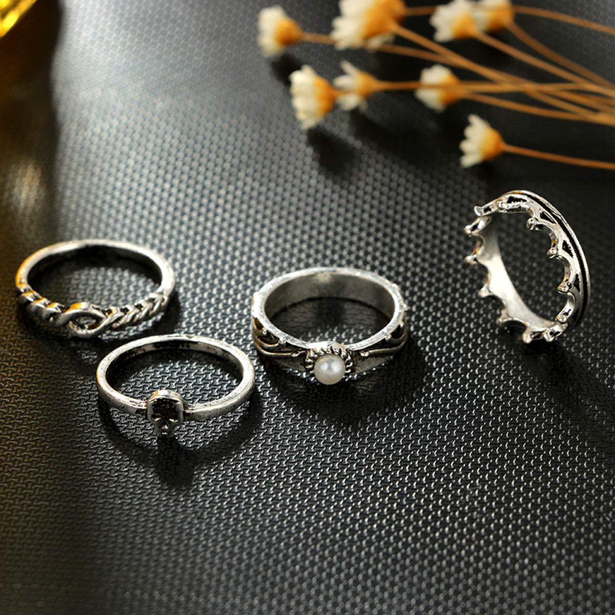 Scintillare by Sukkhi Fashionable Oxidised Rings Combo for Women