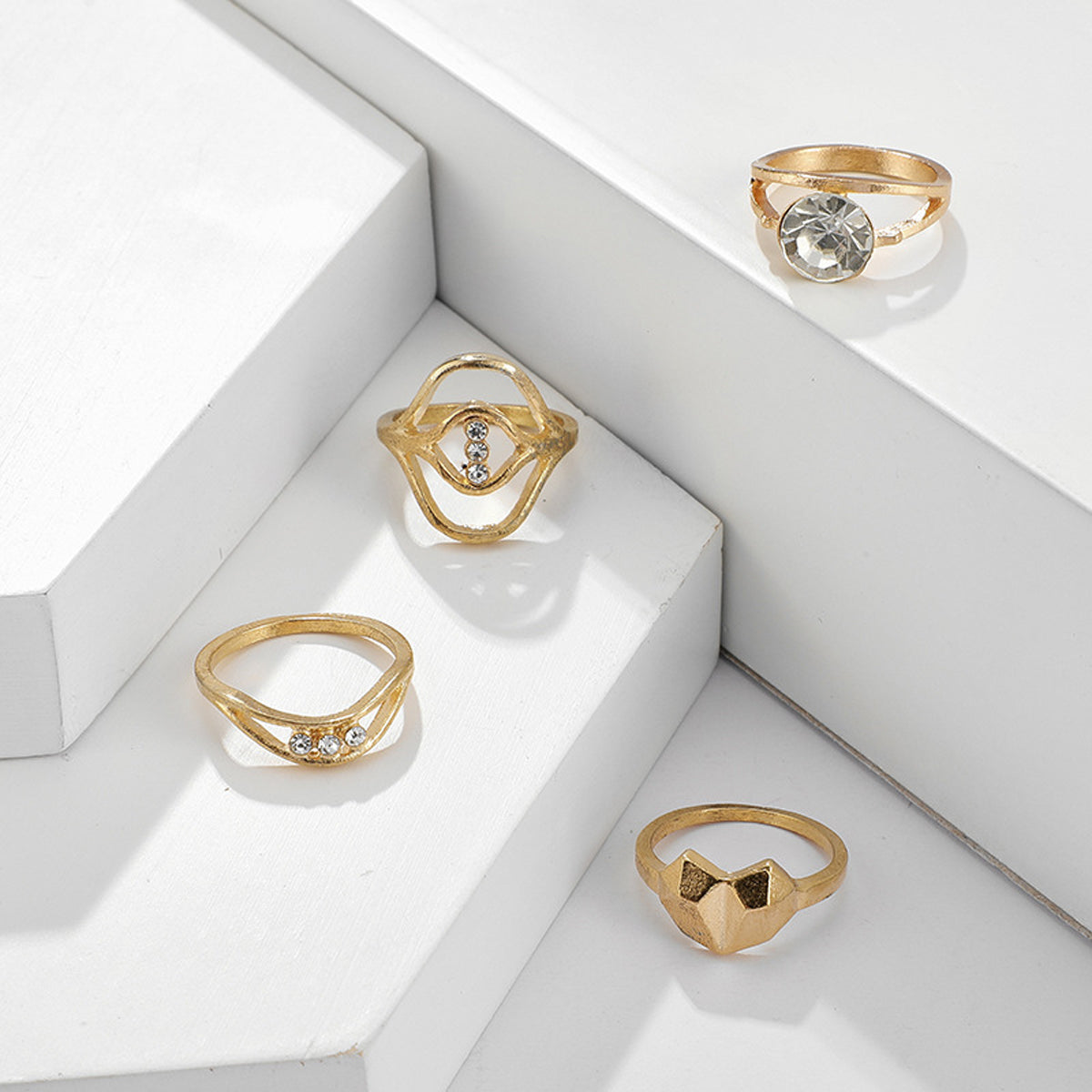 Scintillare by Sukkhi Classy Gold Plated Rings Combo for Women