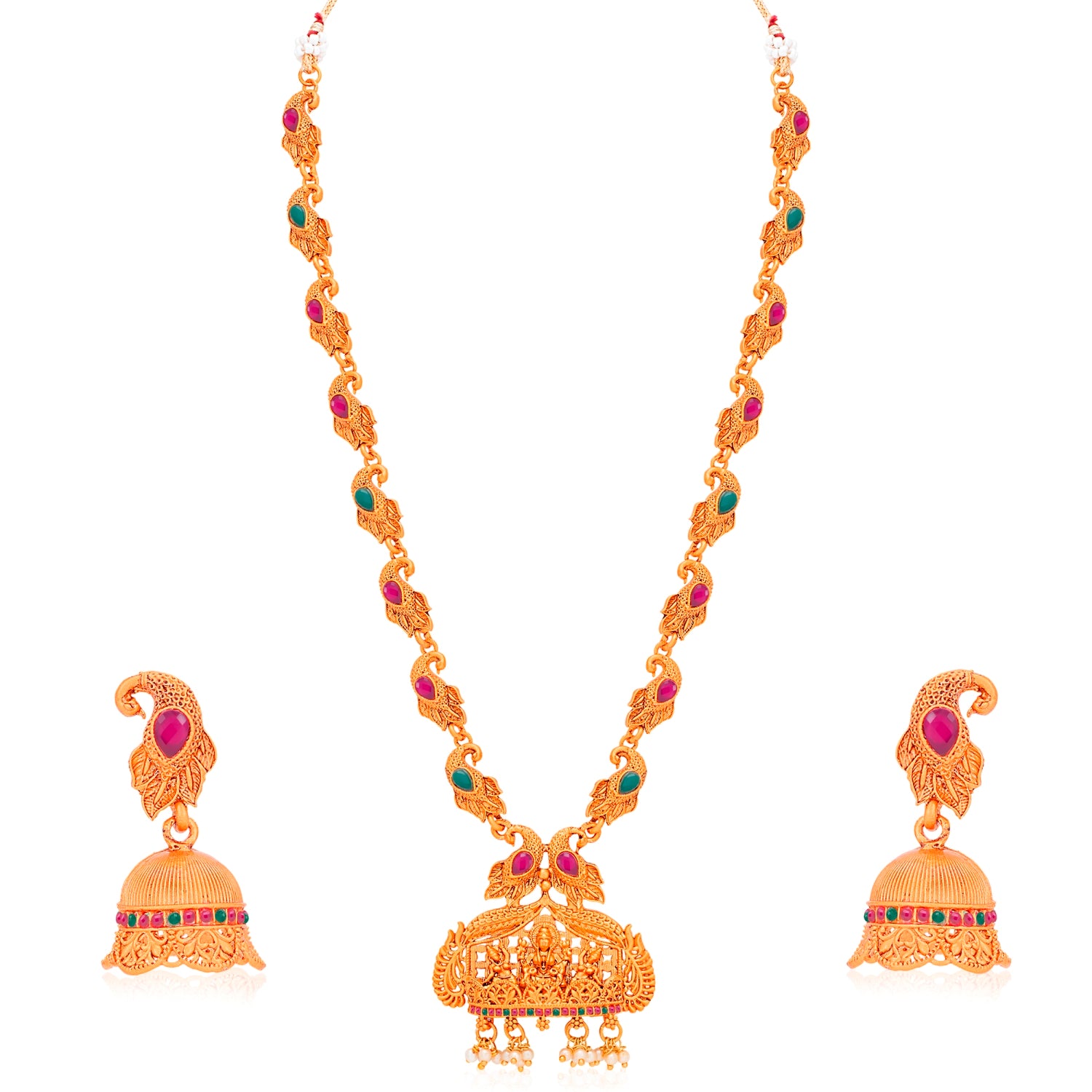 Sukkhi Traditional Gold Plated Goddess Temple Jewellery Long Haram Necklace Set for Women