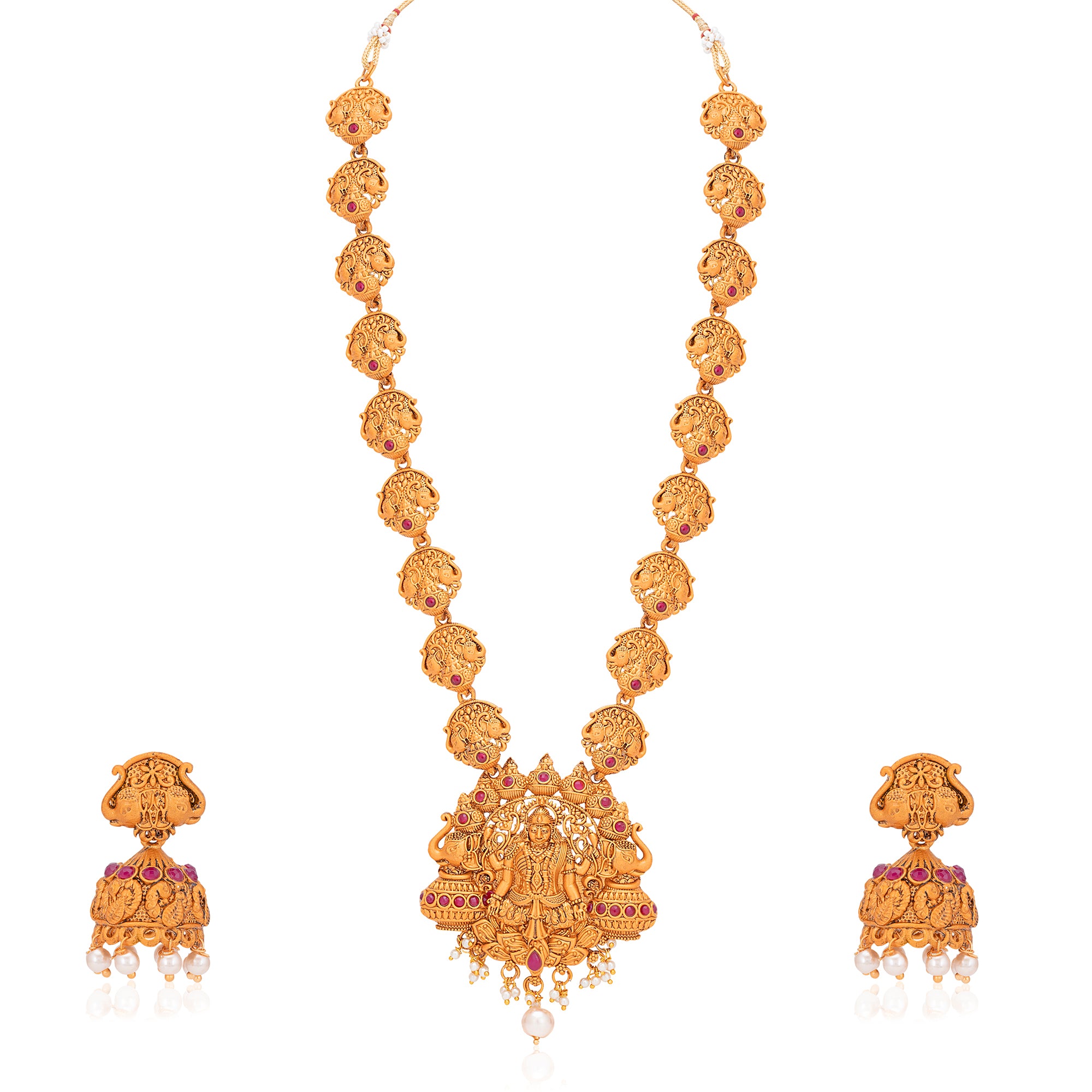 Sukkhi Splendid Pearl Gold Plated Goddess Temple Jewellery Long