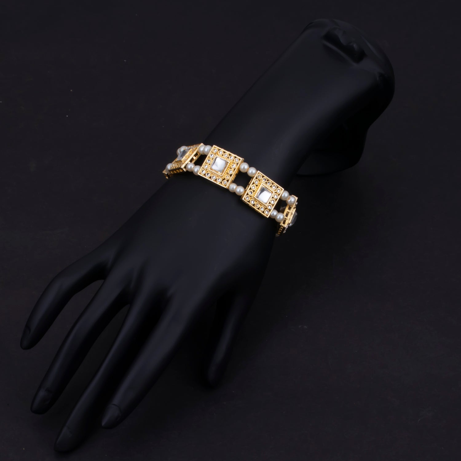 Sukkhi Charming Gold Plated Kundan & Pearl Braclete For Women