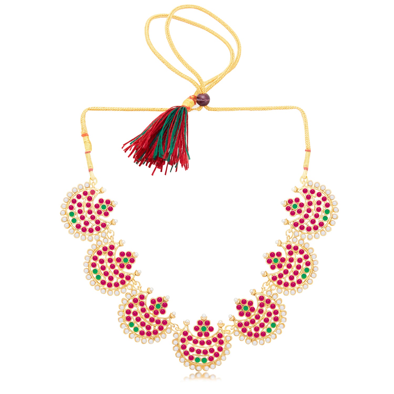 Sukkhi Sparkling Gold Plated Pearl Choker Necklac Set for Women