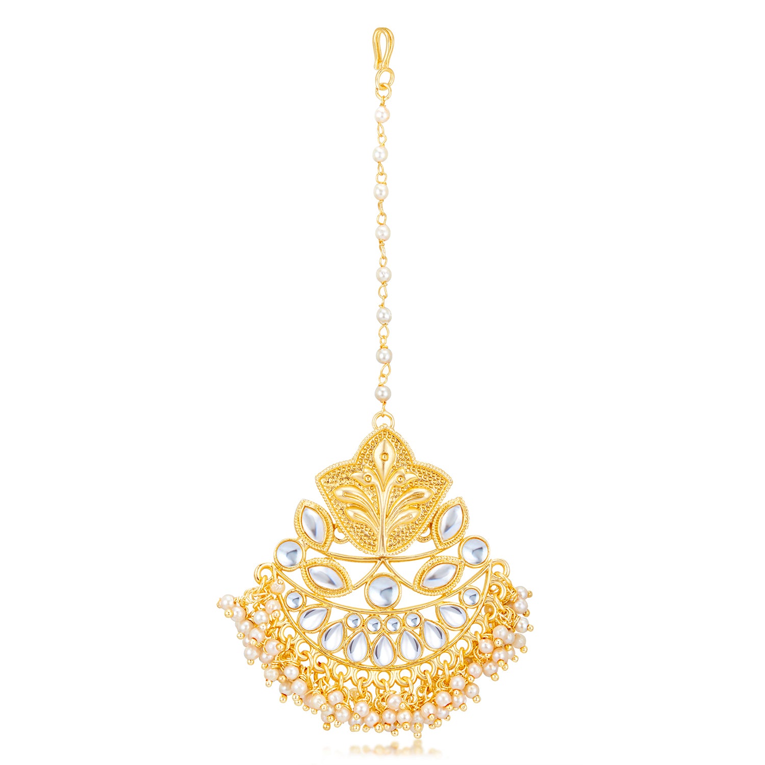 Sukkhi Designer Kundan Gold Plated Pearl Maangtikka Worn By Karisma Kapoor