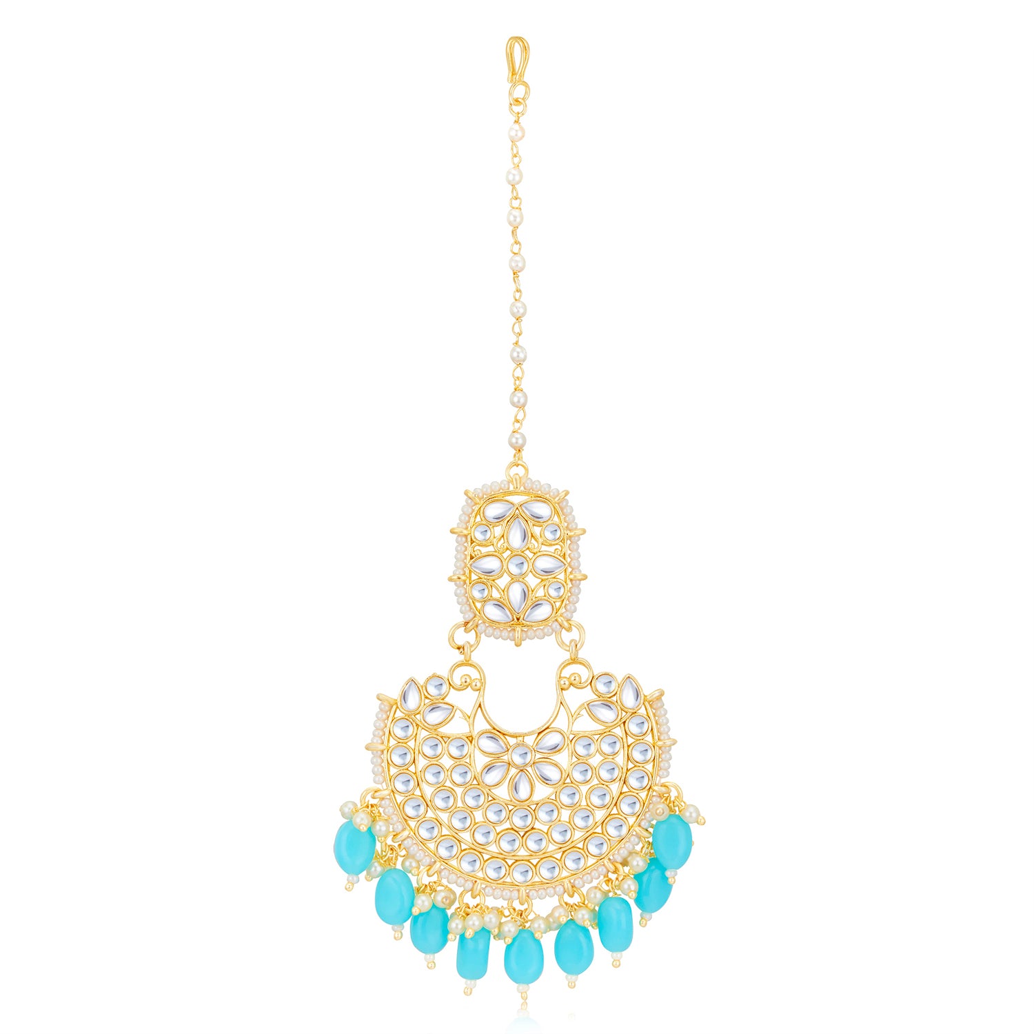 Sukkhi Fabulous Kundan Gold Plated Pearl Maangtikka Worn By Karisma Kapoor