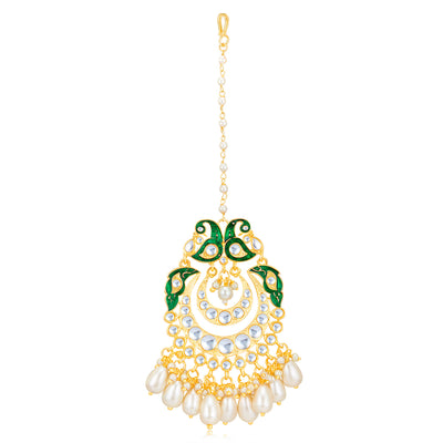 Sukkhi Fashionable Kundan Gold Plated Pearl Maangtikka Worn By Karisma Kapoor