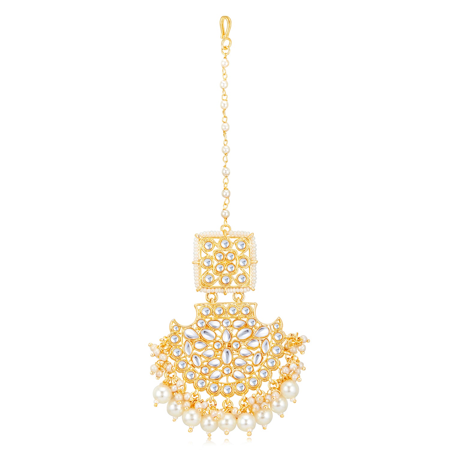 Sukkhi Lavish Pearl Gold Plated Kundan Maangtikka Worn By Karisma Kapoor
