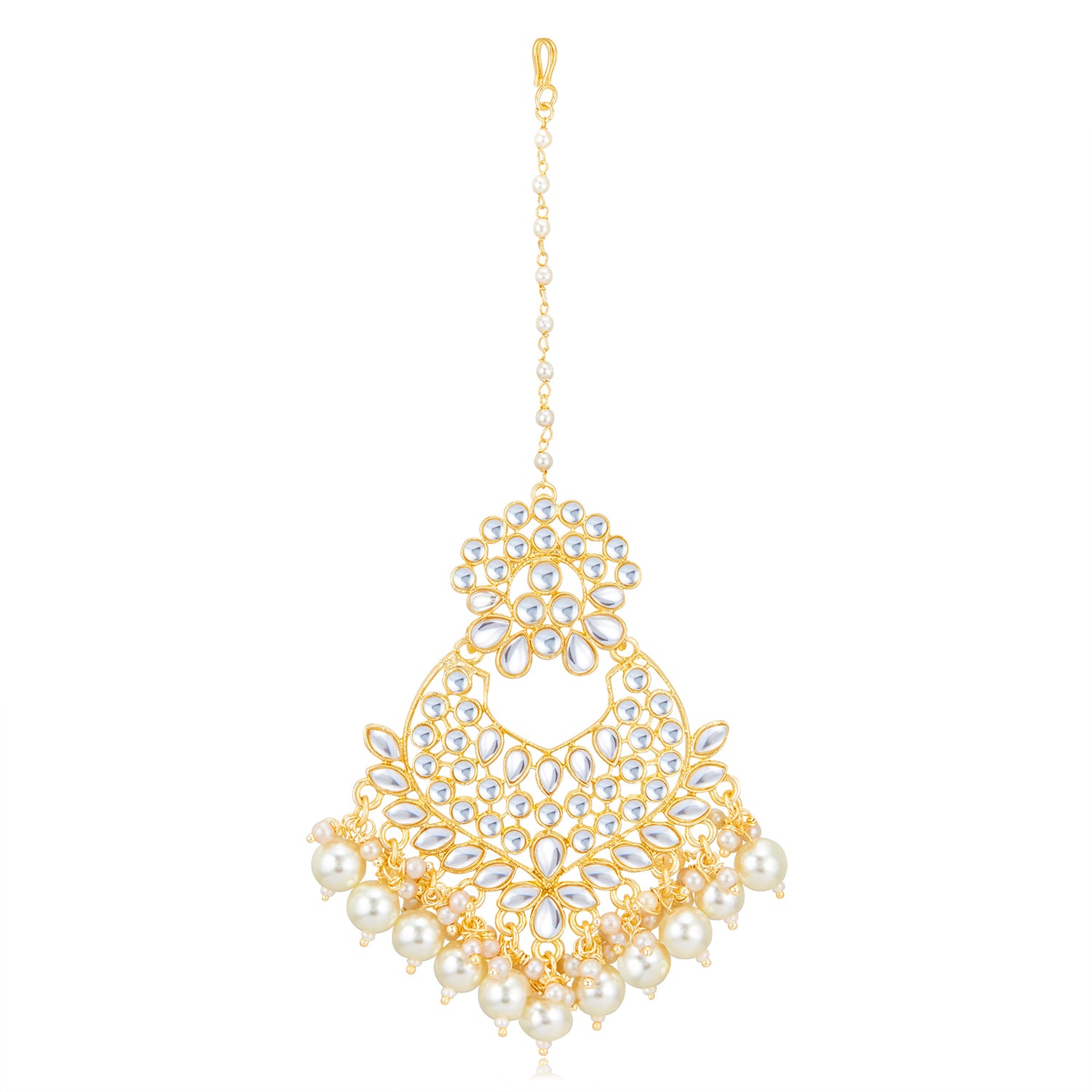 Sukkhi Youthful Kundan Gold Plated Pearl Maangtikka Worn By Karisma Kapoor