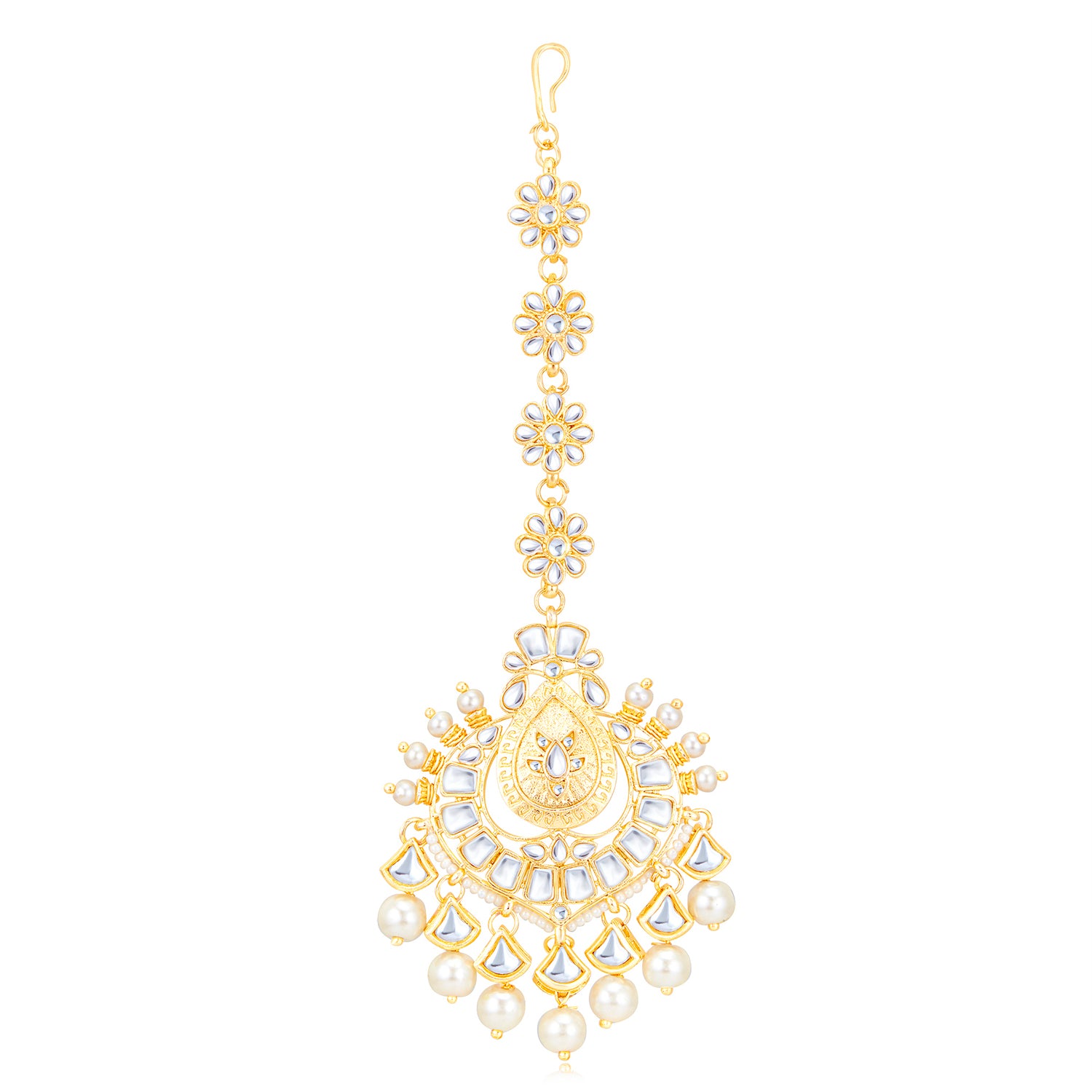 Sukkhi Splendid Kundan Gold Plated Pearl Maangtikka Worn By Karisma Kapoor