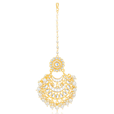 Sukkhi Charming Kundan Gold Plated Pearl Maangtikka Worn By Karisma Kapoor