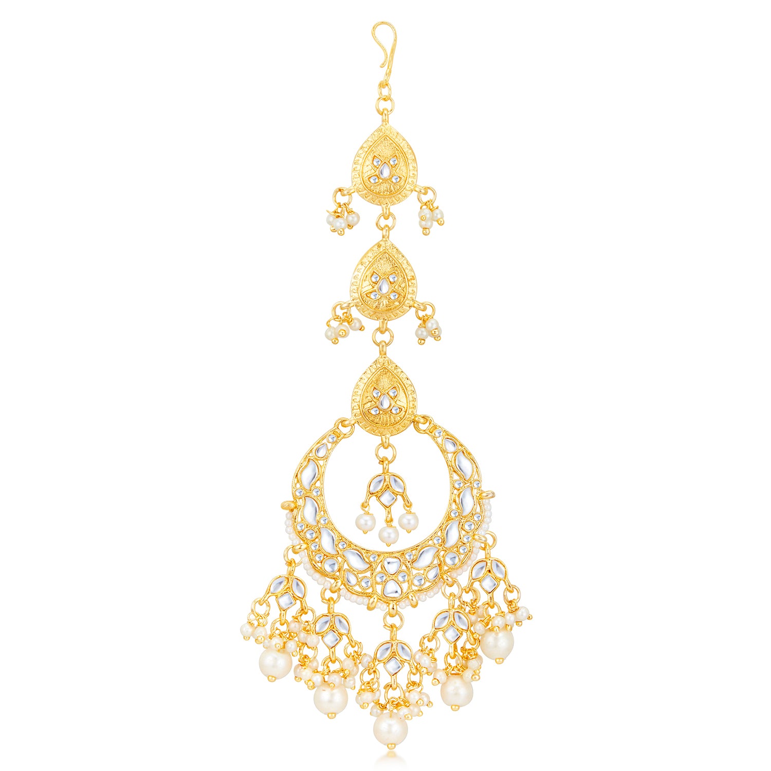 Sukkhi Pretty Pearl Gold Plated Kundan Maangtikka Worn By Karisma Kapoor