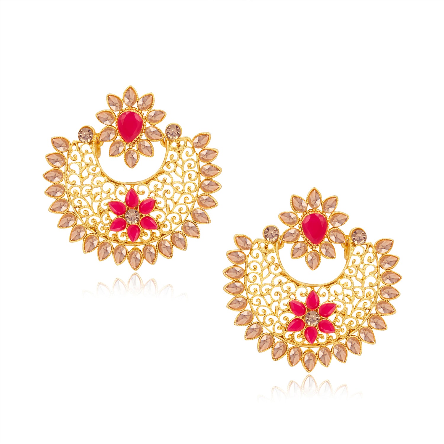 Sukkhi Shimmering Gold Plated LCT Chandbali Earring Set for Women (SKR85513)